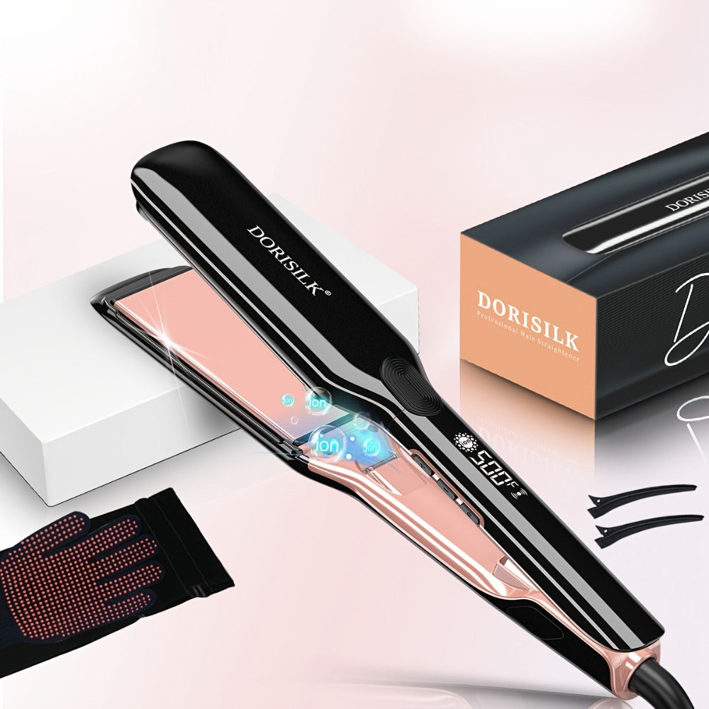 Professional Hair Straightener Flat Iron 500°F — Plasma Ionic Ceramic Plates, LCD Display, 60-Min Auto Off, Frizz Control for All Hair Types