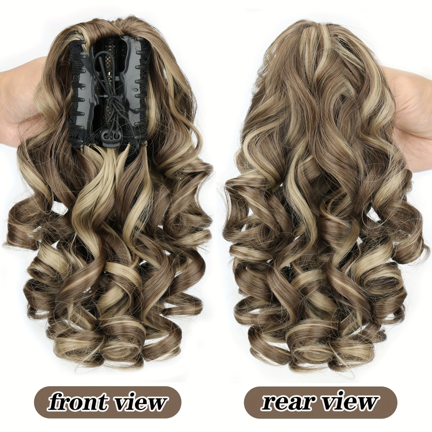 MERISIHAIR Women'S Clip-In Curly Wave Ponytail Wig with Dark Brown Synthetic Hair - Looking Hair Extension for Short Hair, Clip-On Ponytail for Daily Use, Parties, Weddings & Special Events (No Glue/) - Multi-Color