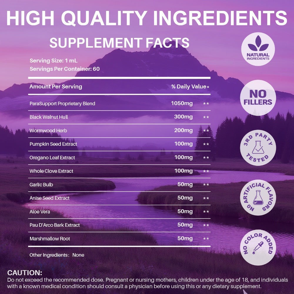 High Potency Herb with Black Walnut Liquid Drops, with Clove, Garlic, Turmeric, Pumpkin Seed, Oregano, Digestive Health Support, Gut-Friendly. 2.03 oz