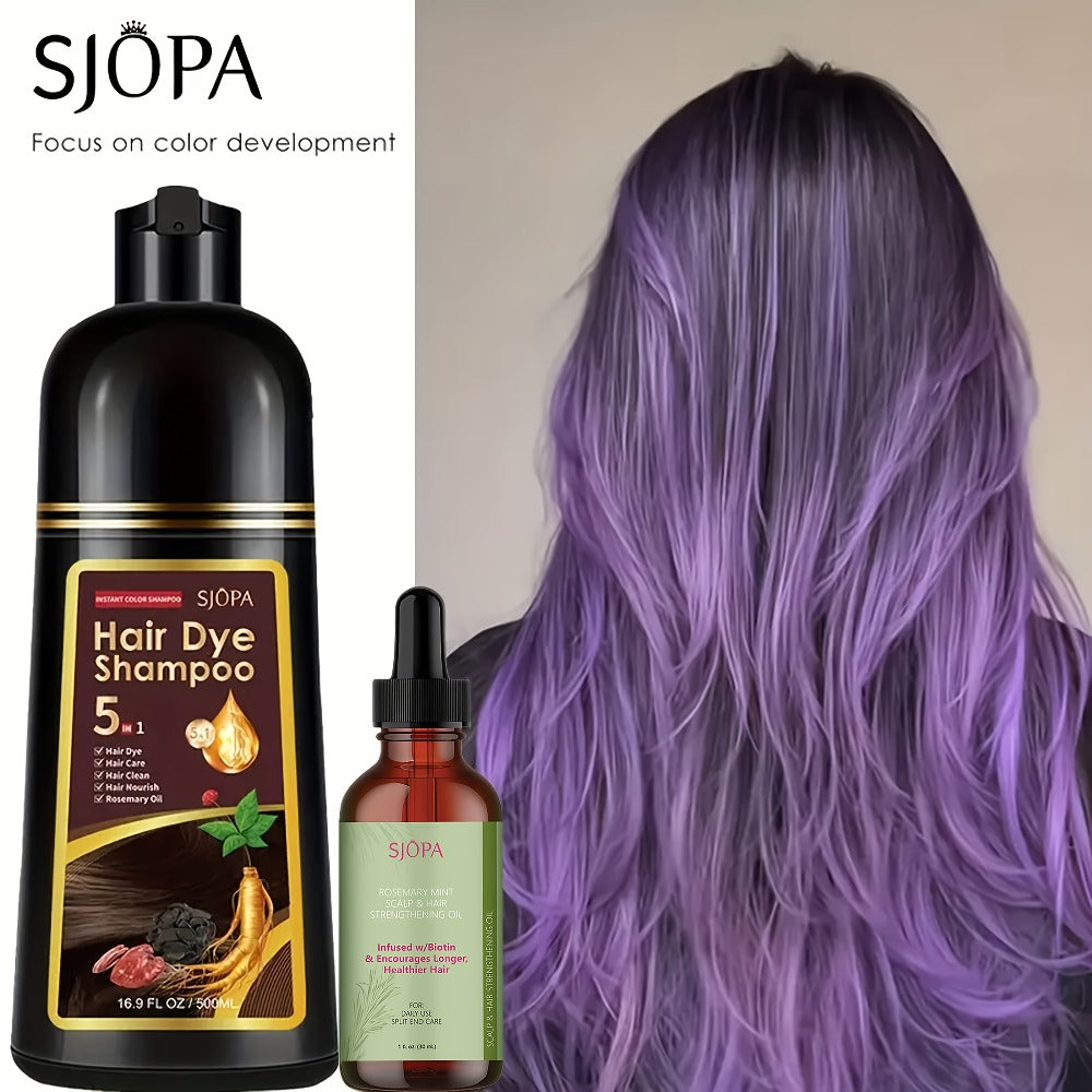 Color Dyeing Shampoo 5-in-1 Instant Hair Color Conditioner 16.9oz - SJOPA Safe Natural No Pungent Smell Unisex Hair Dye Shampoo Serum for Men Women Gift