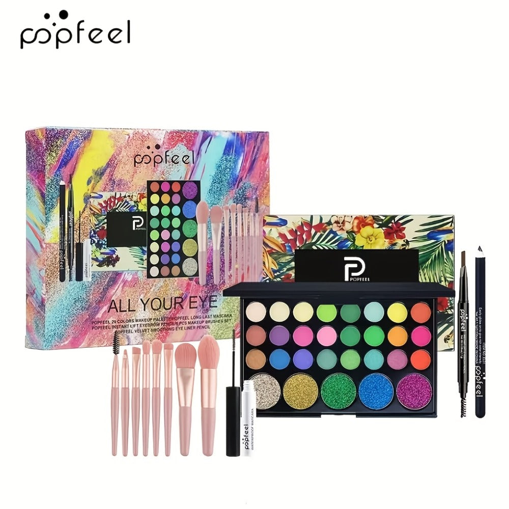 Full Face Makeup Kit All in One Complete Beauty Set with Brush - Foundation Blush Eyeshadow Palette Mascara Berry Neutral Tones Gift for Women