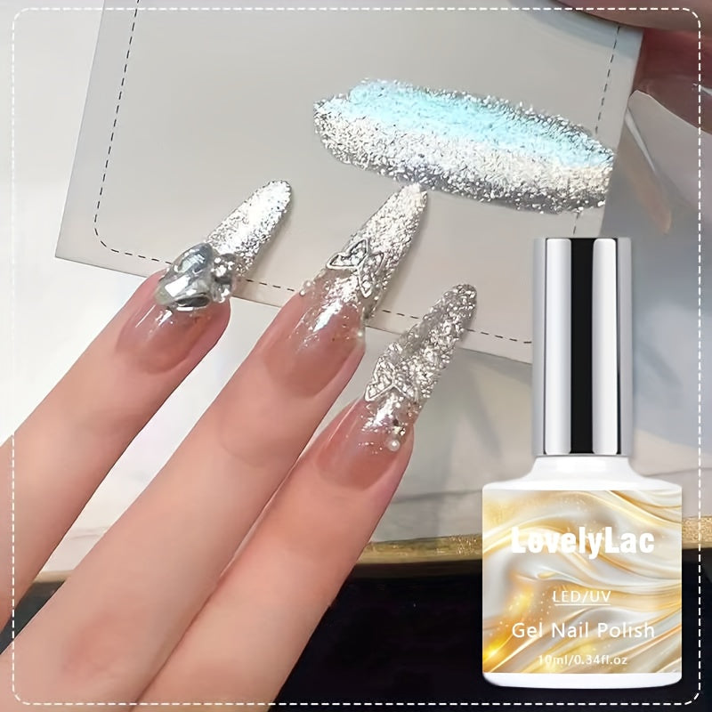 White Elf Glitter Gel Nail Polish, Upgraded Shimmer White Semi-Permanent LED Curing Polygel, Gelly Polish, Shimmer/Glossy/Highshine, Professional/DIY Manicure