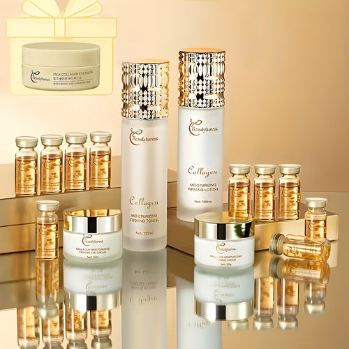 Collagen Skincare Kit for Women – 14-Piece Luxury Set with Hyaluronic Acid & Niacinamide, Deep Hydration, Firming & Brightening, Complete Gift Box