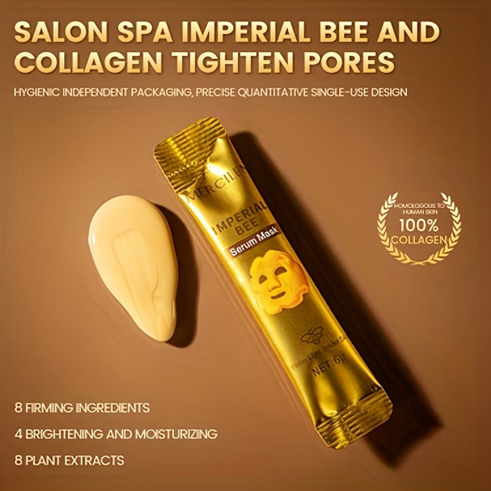 3 Boxes MERCILEN Emperor Propolis Bee Mask - with Royal Jelly, Nicotinamide, Hyaluronic Acid & Plant-Based Squalane - Deeply Hydrating, Brightening, Face Mask for Sensitive Light Beige, Golden Bee Serum - Travel-Friendly Skincare, Light Beige Color