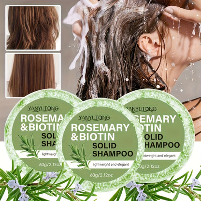 Rosemary Biotin Shampoo Bar 3 Pack Plant-Based Nourishing Mild Non-Irritating Formula for Sleek Smooth Hair Natural Solid Shampoo Bar for All Hair Types 60g Each