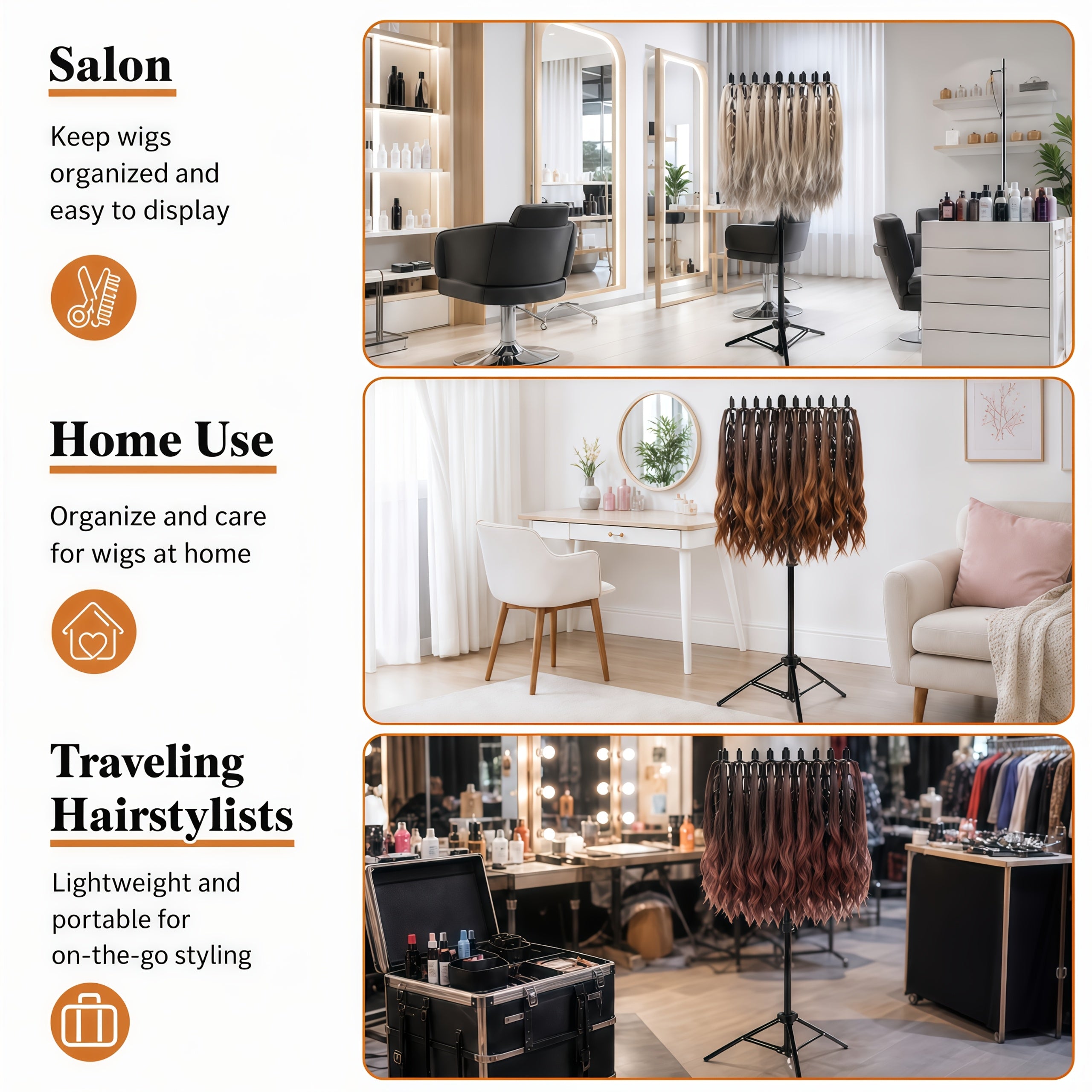 Braiding Hair Rack with Tray, 144 Pegs Height Adjustable Braiding Rack, 2-side Hair Extension Holder Hanger, Hair Stand with Stylist Hair Braiding Tools for Hair Salon Home Traveling