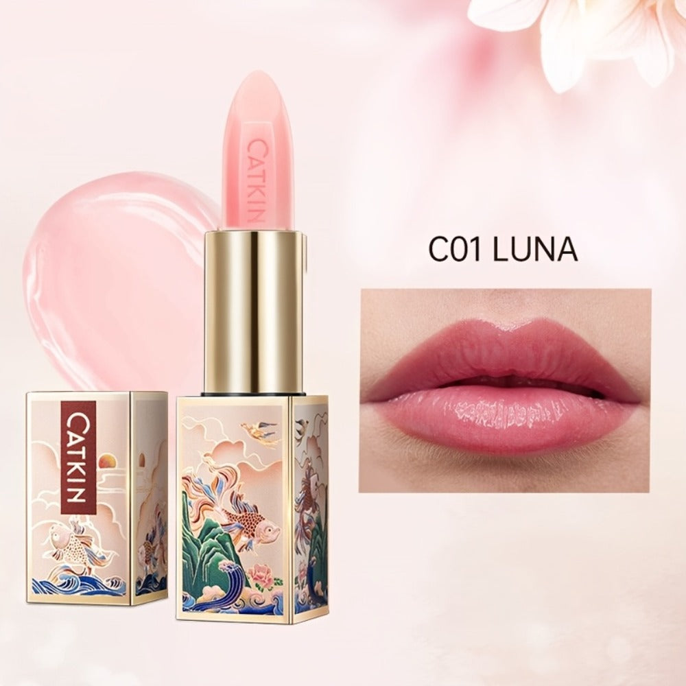 Color Changing Lip Balm Moisturizing Glossy Finish - Plant Squalane Vitamin E Nourishing Hydrating Lip Care Tinted Balm for Women Multiple Shades CATKIN