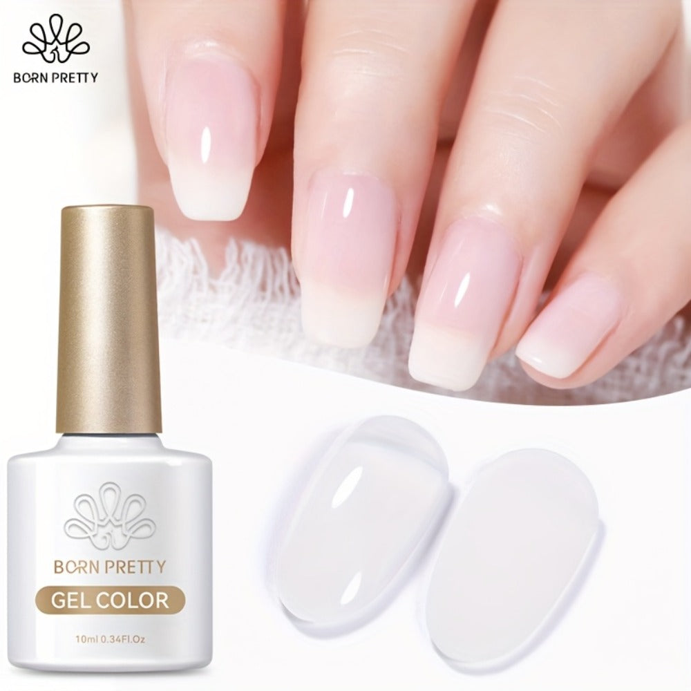 BORN PRETTY Milky White Jelly Nude Gel Nail Polish 0.34oz White Translucent Soak Off Gel Vernis Semi Permanent Need Light