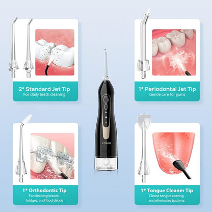 Cordless Water Flosser Portable Oral Irrigator, Rechargeable Electric Teeth Cleaner with Travel-Ready Design, Deep Gum & Teeth Cleaning, Compact 300ml Tank, Available in Black, White & Pink