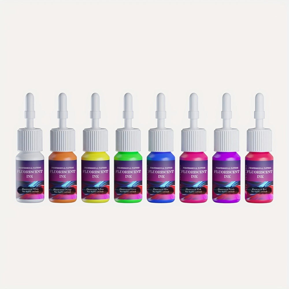 8pcs Fluorescent Color Body Painting Ink | 0.17oz DMTATTOO Full Color Body Painting Ink for Tattoos