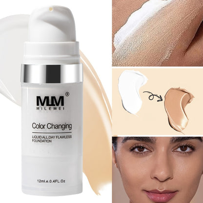 Color-Changing Liquid Foundation 3PCS BB Cream with Glycerin Moisturizing Lightweight Non-Cakey Natural Flawless Coverage Unisex All Skin Tones Makeup