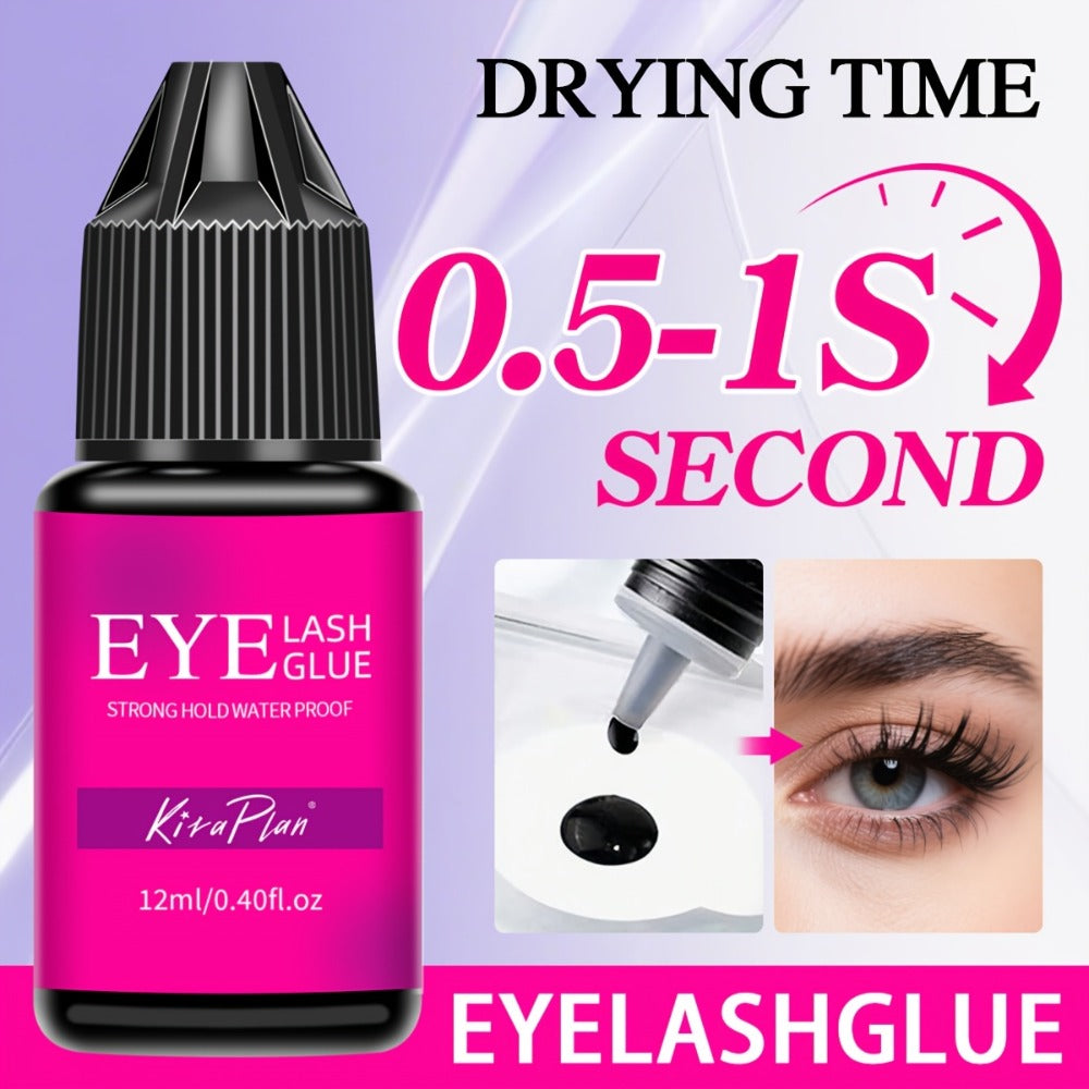 2pcs 0.17oz/0.41oz Eyelash Glue Eyelash Extension Supplies Black Lash Extension Eyelash Adhesive Strong Hold Drys In 0.5-1s with 6-7 Weeks Retention By Existing Beauty Lashes for Beginners to Use At Home And Cluster Lash DIY