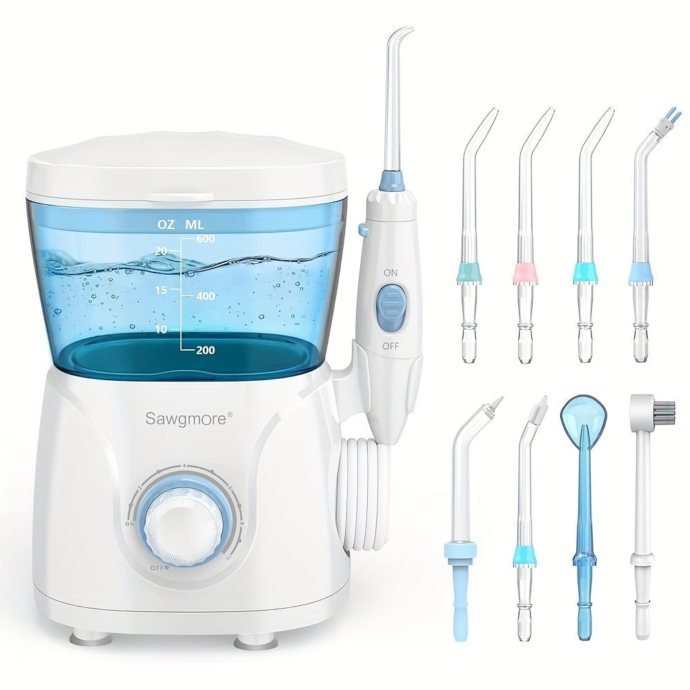 FC166 Water Flosser for Teeth/Braces, 20.29oz Large Capacity, 10 Adjustable Pressure Levels, 8 Family Nozzles, Professional Oral Irrigator for Teeth Cleaning, Electric Household Desktop Water Flosser and Electric Toothbrush, Birthday Gift