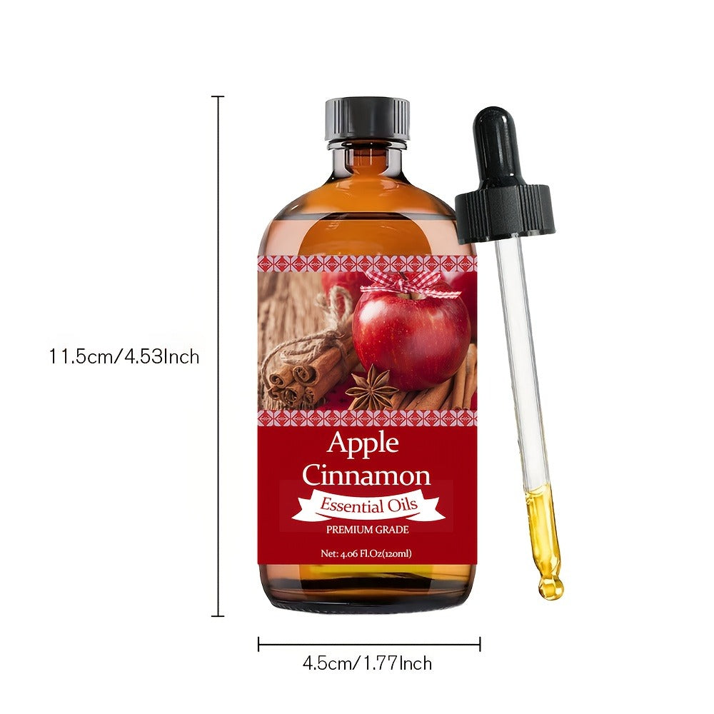 Apple & Cinnamon Essential Oil - Christmas Gift - 120ml/4.06fl.oz - Perfume Oil - 100% Pure Care Grade for Nail, Hair & Skin Care, Massage, Moisturizing Massage Essential Oil for Men & Women, Gift, Perfect Christmas Gift