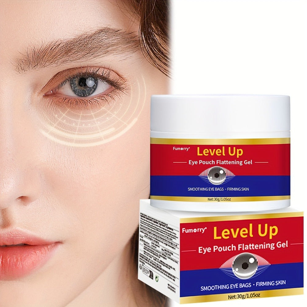 Fumorry Level Up Eye Pouch Firming Gel 30g/1. 05oz - Caffeine & Sucrose Enriched, Smoothing & Moisturizing Eye for All Light Beige Types, Hypoallergenic to & Youthful Eye Appearance, Sleek Container, Smooth Texture