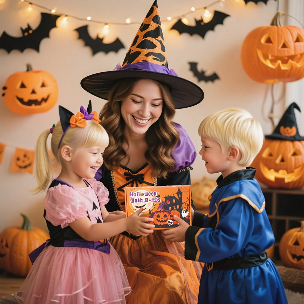 Bath Bombs Halloween Gifts for, Halloween Pumpkin, Bat, Skull, Magician, Black Cat And, 5 Individually Wrapped Bath Salt Bombs Rich In Essential Oils, Ideal for Gifts for,, And Women Who Have Everything On Halloween