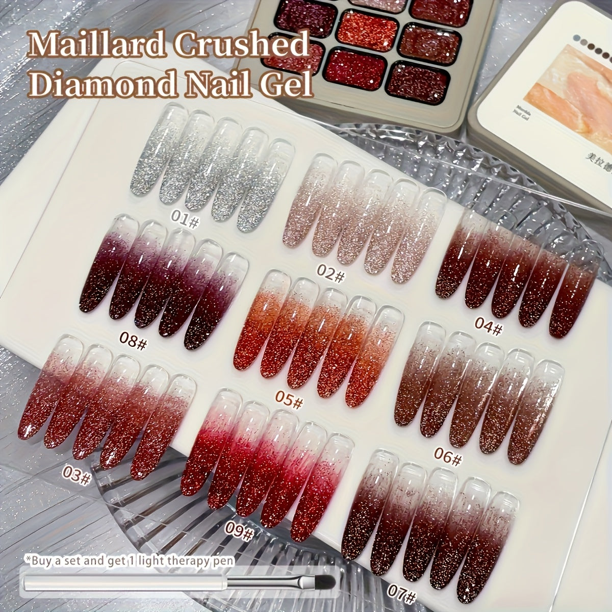 Gel Nail Polish Set 9 Colors - Multicolor Gradient Nail Art Kit, Mini 9-Grid Collection for Ombre & Patting Glue Designs, Long-Lasting UV LED Gel Polish for Salon & Christmas Holiday Nail Art Gifts