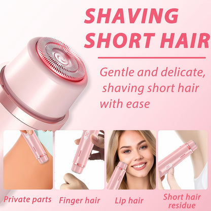 Bikini Trimmer for Women 2-in-1 Dual Head IPX7 Waterproof Electric Shaver - Body Hair Trimmer and Facial Hair Remover for Bikini Underarm Leg Arm Face 90-Min Battery USB Charge Pink