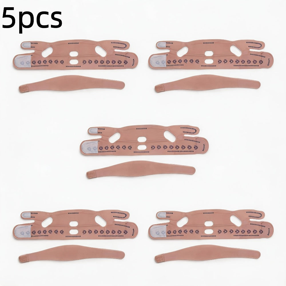 5pcs Gray Or Pink 2-Pack Combo (V-Line Face Lift Belt And Forehead Lift Belt), Refreshing Lifting Mask for Day And Night Use, Unisex Design. V-Line Mask with Nasolabial Fold Band, Facial Contouring Lifting Mask, Premium Sleep V-Line Shaping Bandage