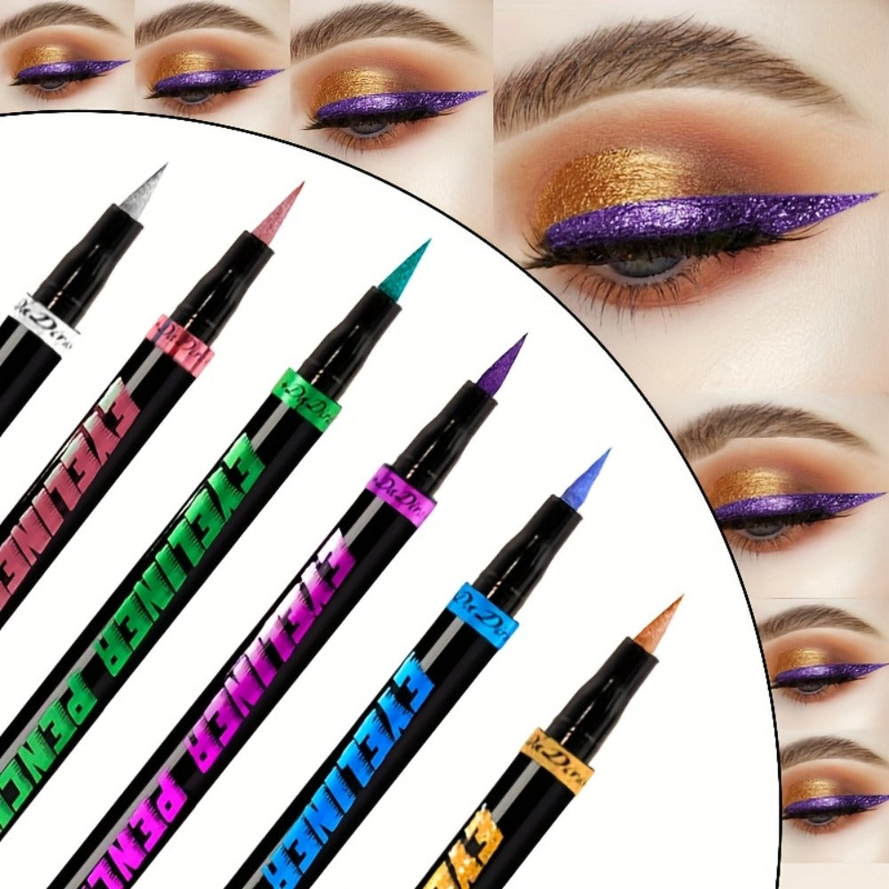 Colored Eyeliner Set 6pcs Waterproof Anti-Smudge Long-Lasting Eye Liner Pencil Multi-Color Makeup Kit for Women Holiday Gift Valentine Christmas