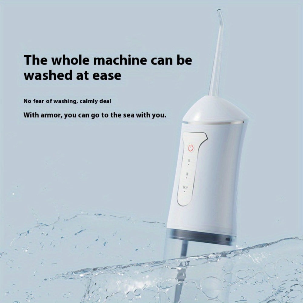 Portable USB Rechargeable Water Flosser with Smart Chip - Stylish Black Electric Orthodontic Appliance Suitable for Healthy Gums, Including 4 Nozzles And Orthodontic Nozzles, 3 Cleaning Modes, Essential for Travel, Valentine'S Day Gift