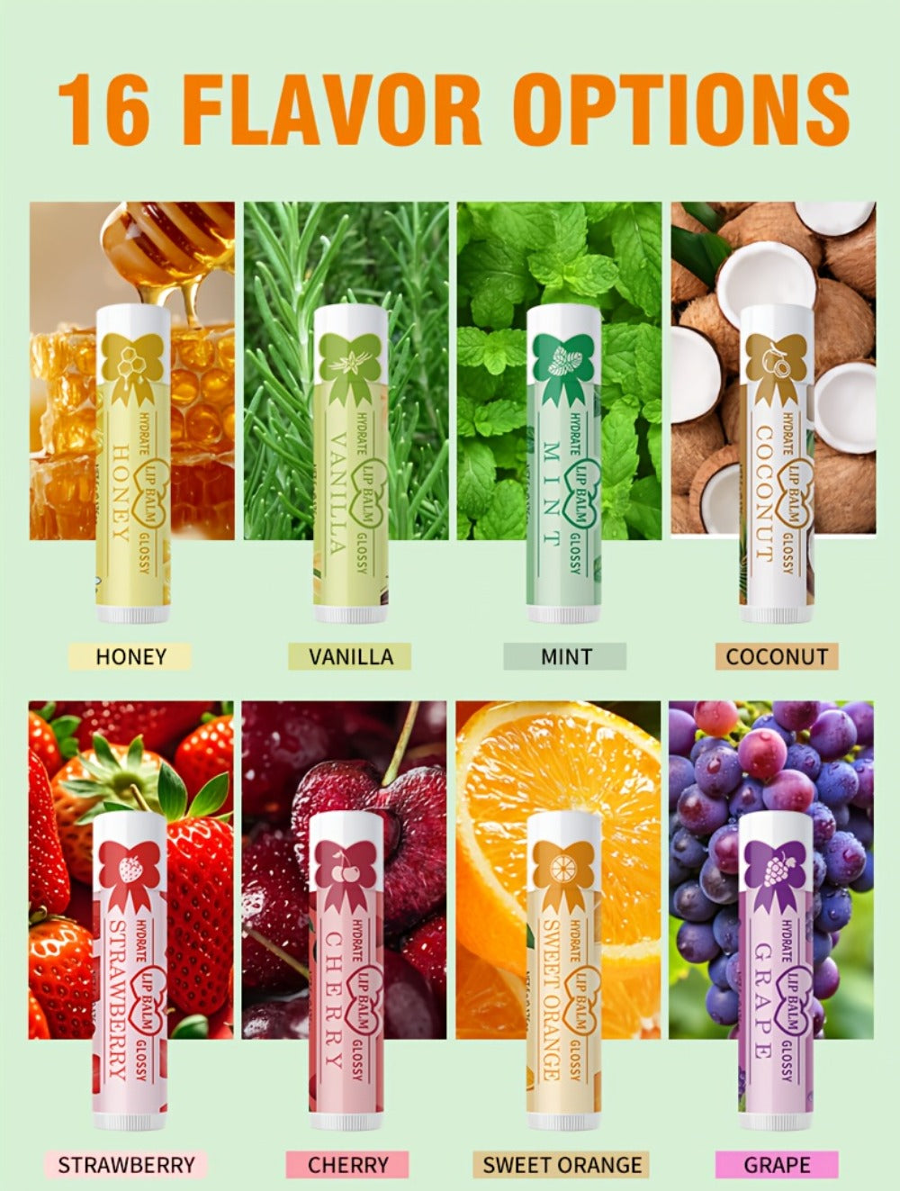 Lip Balm Set 16 Pack – Assorted Flavored Moisturizing Lip Balms for Long-Lasting Hydration & Shine | Bulk Lip Care Kit for Dry Lips, All Skin Types | Perfect Gift Set for Women, Girls & Teens