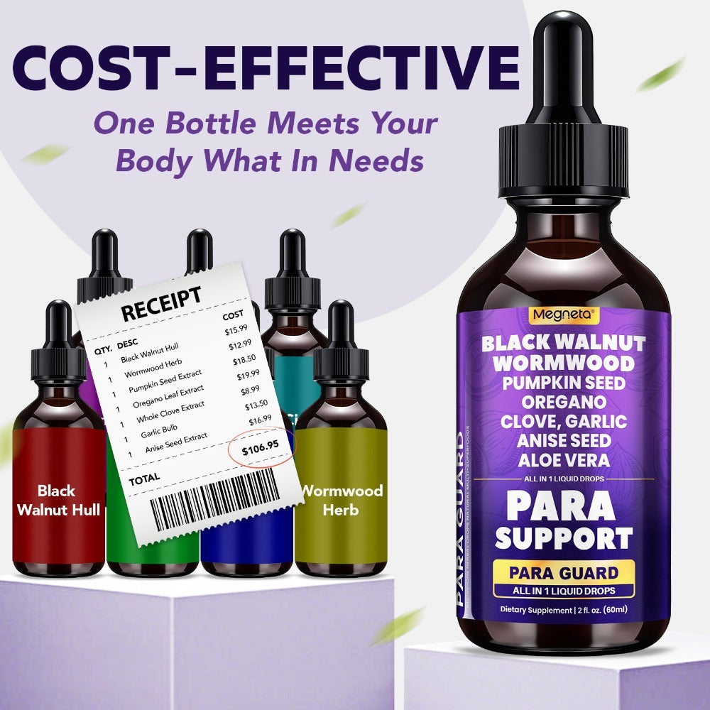High Potency Herb with Black Walnut Liquid Drops, with Clove, Garlic, Turmeric, Pumpkin Seed, Oregano, Digestive Health Support, Gut-Friendly. 2.03 oz