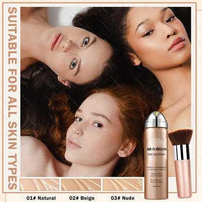 Liquid Foundation Spray - Silky Mist Magic Minerals Formula, Flawless Full Coverage Setting Spray Foundation for Mature & All Skin Types | 8 Shades from Natural to Tan | Lightweight Matte Finish