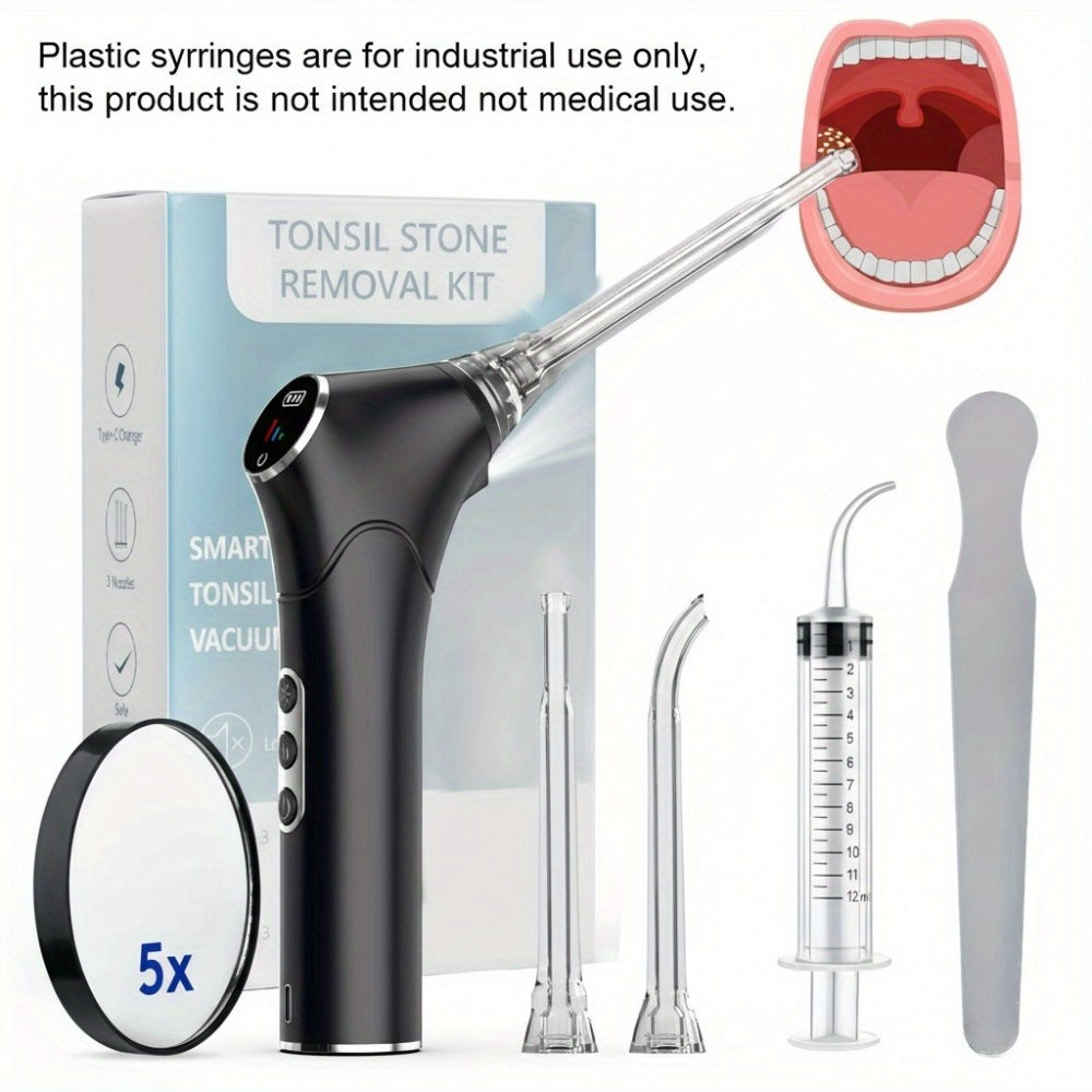 Electronic Vacuum Tonsil Stone Remover - Tonsil Stone Removal Kit with Built-In LED Light & 3 Suction Mode - Fight Oral Irrigator & 5X Magnifying Mirror for Tonsil Stone Removal, Local Warehouse, Christmas Gifts