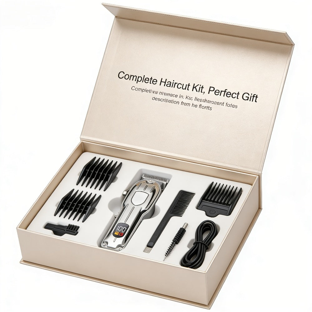 Hair Clipper Set for Men Professional Electric Beard Trimmer Rechargeable 5-Speed LED Display Hair Carving Grooming Kit Father's Day Gift
