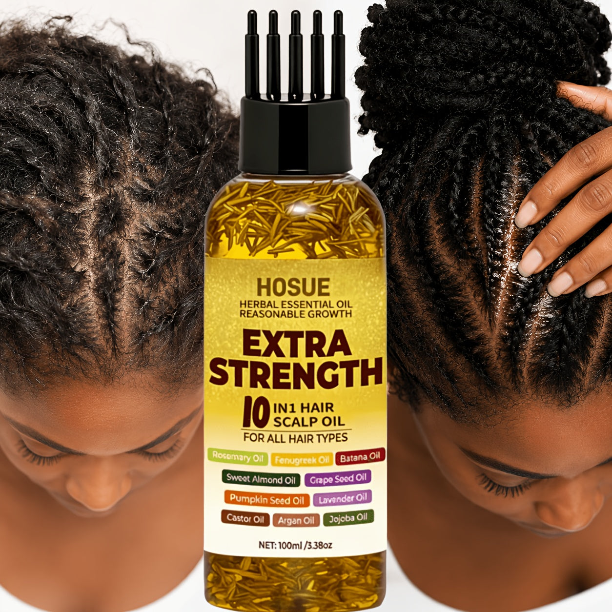 3.38oz Botanical Hair Oil, 10-In-1 Herbal Hair Essential Oils, Contains Batana Oil, Rosemary, Fenugreek, Pumpkin Seed Oil, for All Damaged Hair And Scalp Types, Multi-Effect Nourishment, Enhance Shine & Strengthen Hair | Father'S Day Gift