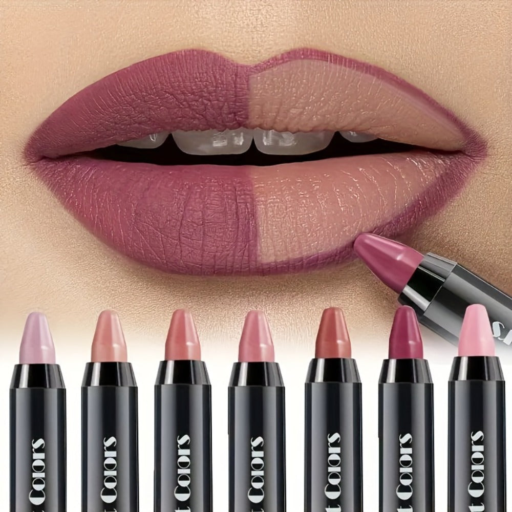 6pcs, Crayon Lipstick, Matte Lipstick, Easy Coloring Lipliner, Durable Easy Coloring Moisturizing Lipstick