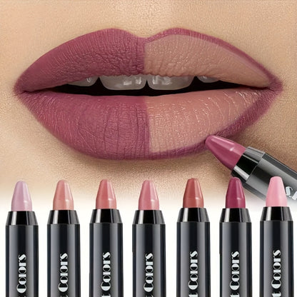 Crayon Lipstick Set 6 Pcs – Matte & Glossy Lip Liner Pencil with Squalane, Easy Color Moisturizing Long Lasting Lip Stick for All Skin Types, Volumizing Lip Color