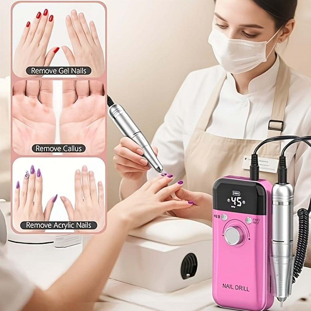 Professional E- for nail Drill 45000 RPM Rechargeable Electric for nail File Kit Portable&Low Noise for nail Drill Manicure Pedicure Tools Polishing Set With for nail Drill Bits Sanding Bands For Nail Salon&Perfect Holiday Gifts For Women