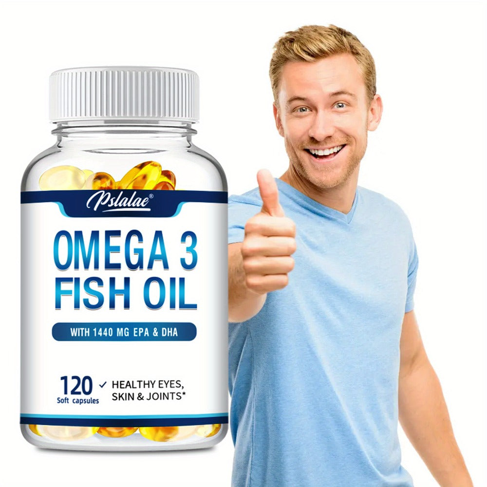 Omega-3 Fish Oil - with EPA and DHA, Support Vision, Skin, Heart, and Brain Health - 120pcs