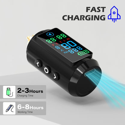 Wireless Tattoo Battery Power Supply with Color Screen - 1600mAh Cordless Tattoo Power Supply, 4 Memory Modes, RCA Connector, USB Rechargeable for Tattoo Gun, Beginners & Artists P7
