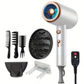 Professional Ionic Hair Dryer, Powerful 1600W Quick Dry Low Noise Hair Dryer with 2 Concentrator Nozzles 1 Diffuser Attachment 3 Combs One Multi-Purpose Hanger for Home Salon Travel (Gray, White, Red, Green, Purple, Pink)