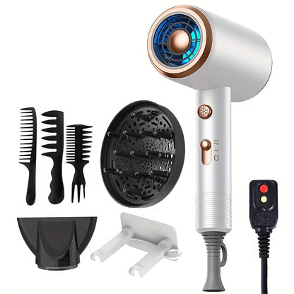 Professional Ionic Hair Dryer 1600W — Low Noise Quick Dry, 32000 RPM Motor, 2 Concentrators, Diffuser, 3 Combs & Hanger, Home Salon Travel Blow Dryer — 6 Colors