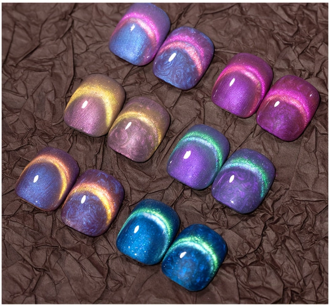 Cat Eye Gel Nail Polish 6Pcs Set Aurora Magnetic 9D Glitter Pearl Shell Effect Semi-Permanent Soak-Off UV LED Gel Varnish Nail Art Kit for Home Salon Manicure Gift for Women