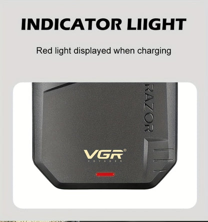 Electric Foil Shaver for Men USB Rechargeable Cordless – VGR Professional Beard Sideburn Trimmer Close Shave Travel-Ready Minimalist Black Design, Great Gift for Him Models V-363 V-375