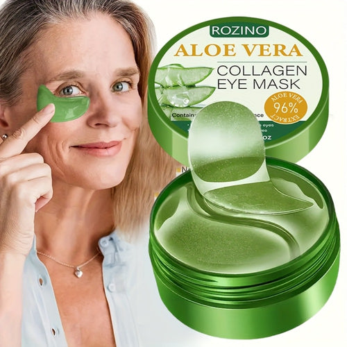 Under Eye Patches 60pcs Aloe Vera & Collagen Cooling Gel Eye Masks for Dark Circles Puffiness Wrinkles Swollen Eyes Instant Lift Deep Moisturizing Skincare 80g