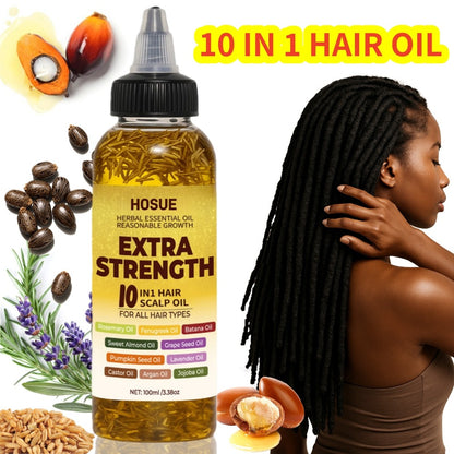Botanical Hair Oil 10-in-1 Herbal Essential Oil Batana Rosemary Fenugreek Castor Red Onion Ginseng Turmeric Pumpkin Seed Nourishes Strengthens Shines All Hair Types 3.38oz
