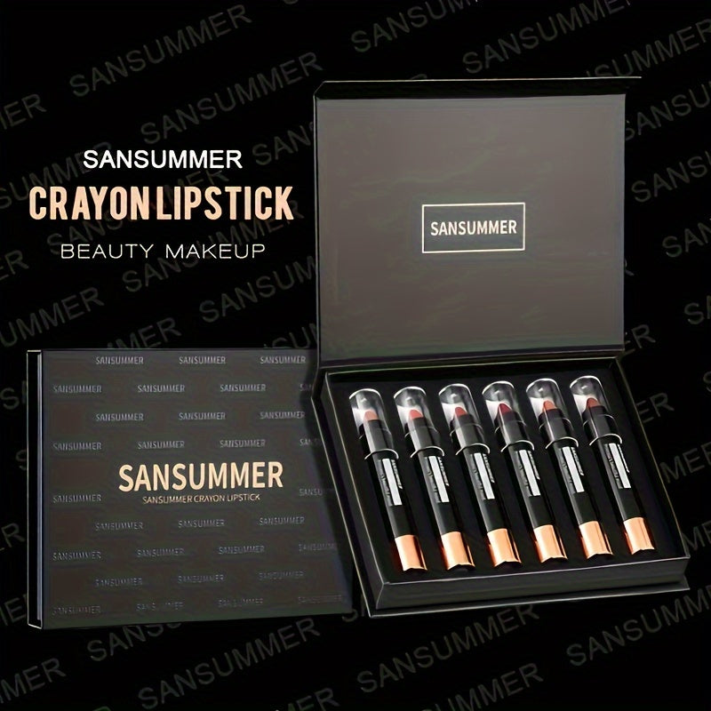 Durable Charm Gift Box, 6 Crayon Lipstick Gift Box, Matte Velvet, Waterproof, Rich, Durable, Easy to Apply, Suitable for Everyone'S Popular Colors, High End Exclusive Gift Ideal Mother'S Day And Valentine'S Day Gifts Mother Day Gifts Travel