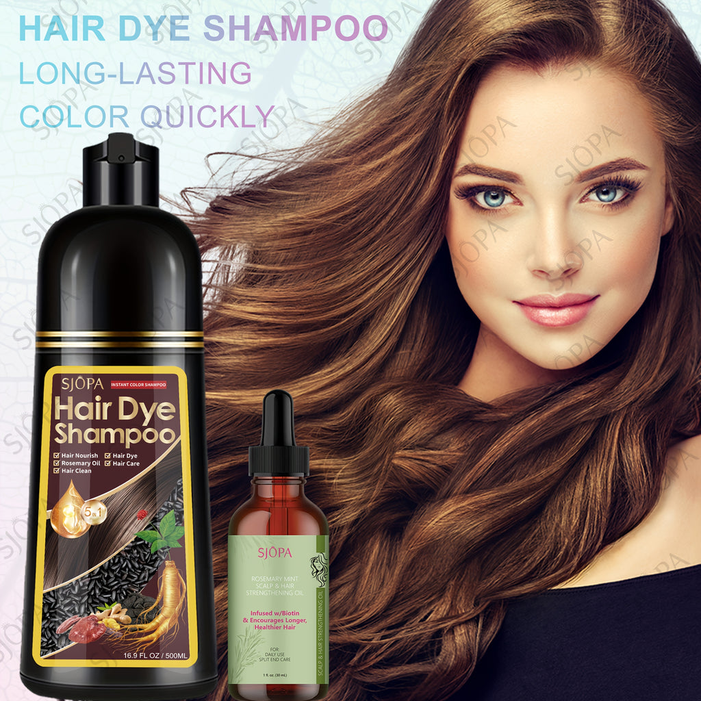 [Upgraded Version] SJOPA Hair Dye Kit 16.91Oz 5-In-1 Coloring Shampoo, Hibiscus Oil, Gentle on Skin, Natural & Safe Formula, Quick Coloring & Nourishing, Long-Lasting Hair Color Care, Salon-Quality at Home