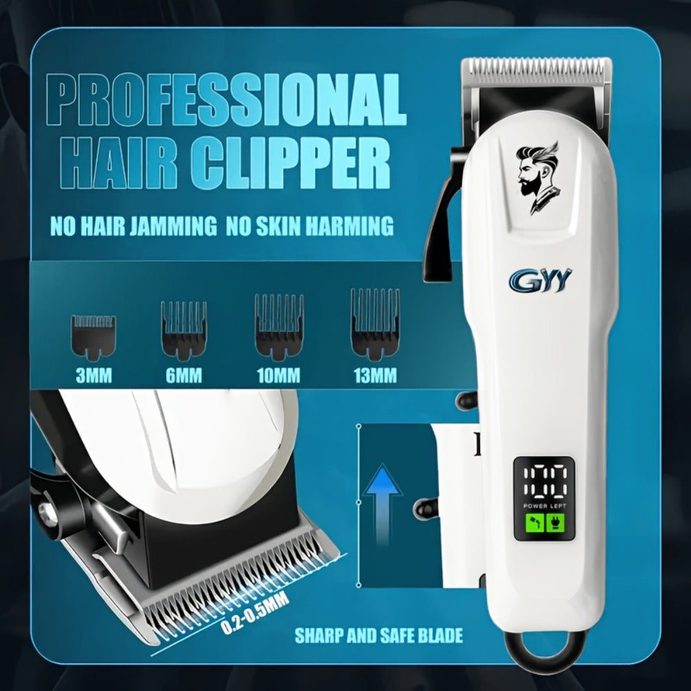 Professional Hair Clipper Kit for Home & Salon — Stainless Steel Blade, Digital Display, USB Rechargeable Hair Cutting Set, Upgraded Scissors Included, Gift for Father’s Day, Birthday & Holidays
