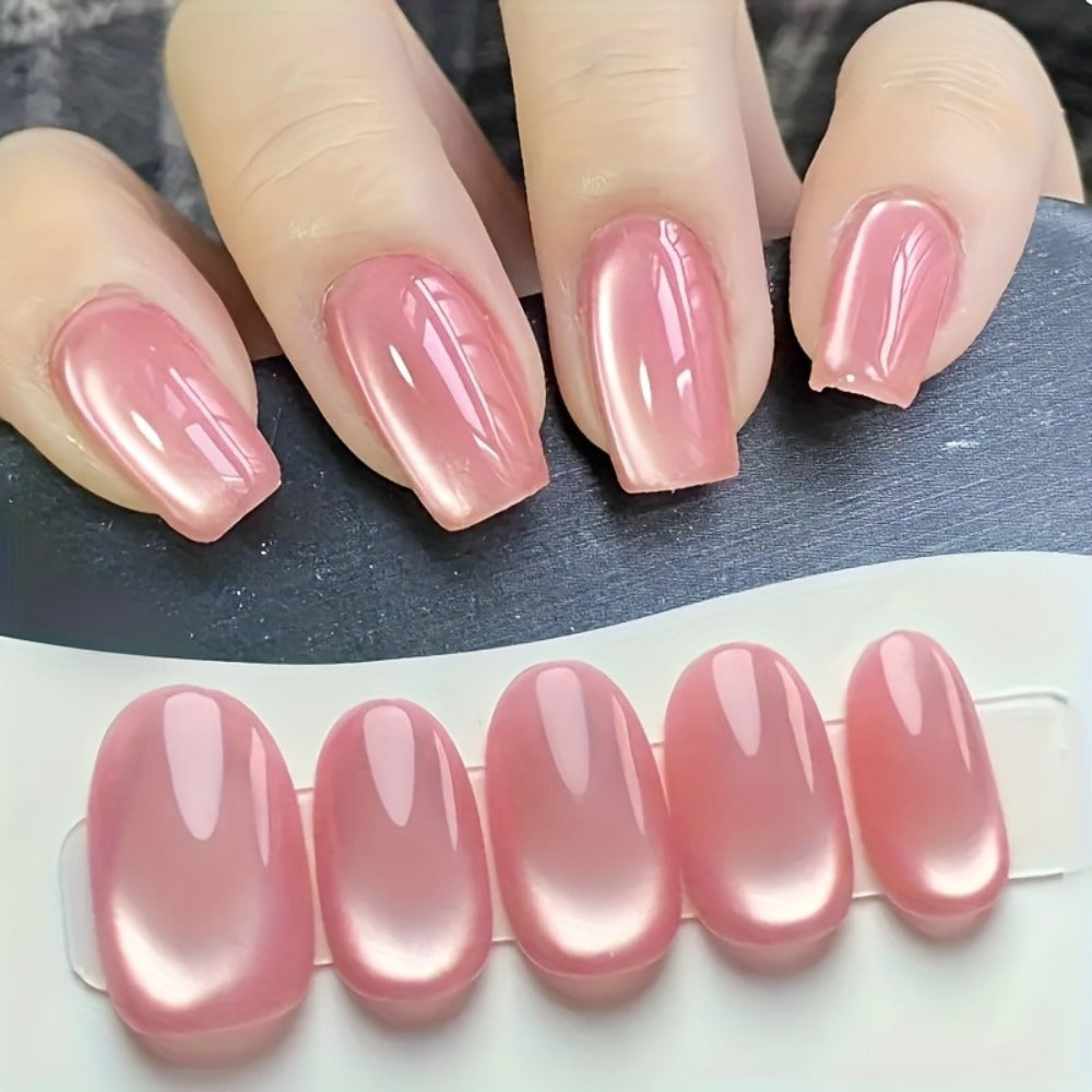 0.51oz Pink Cat Eye Magnetic Gel Nail Polish, Holographic Rainbow Gel Nail Polish, Pink Series, Removable, Suitable for and LED Light Curing Gel Nail Polish, for Nail Art Design, Ideal for Nail Salons and DIY at Home
