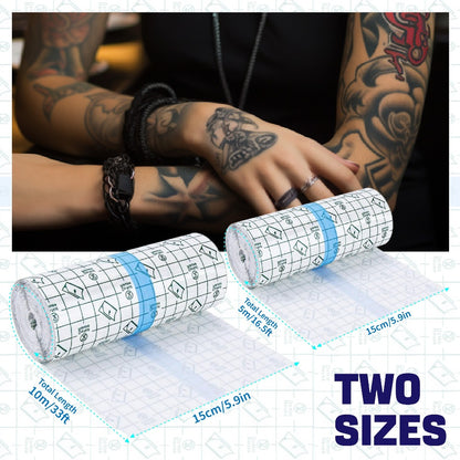 Tattoo Bandage Clear Waterproof Protective Film Second Skin Wrap Transparent Tattoo Aftercare Tape Breathable Adhesive Dressing for New Tattoo Healing Protection 5.9in x 5.5yd & 11yd