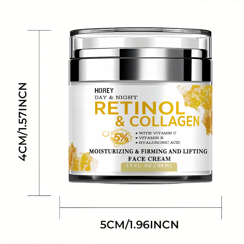 50g Retinol and Hyaluronic Acid Cream, Skincare Facial Moisturizer, Smoothes Fine Lines, Firms Skin Care for Neck, Instant Lift and Brightening, Day and Night Daily Moisturizer, Suitable for Dry, Rough Skin, Youthful Radiance