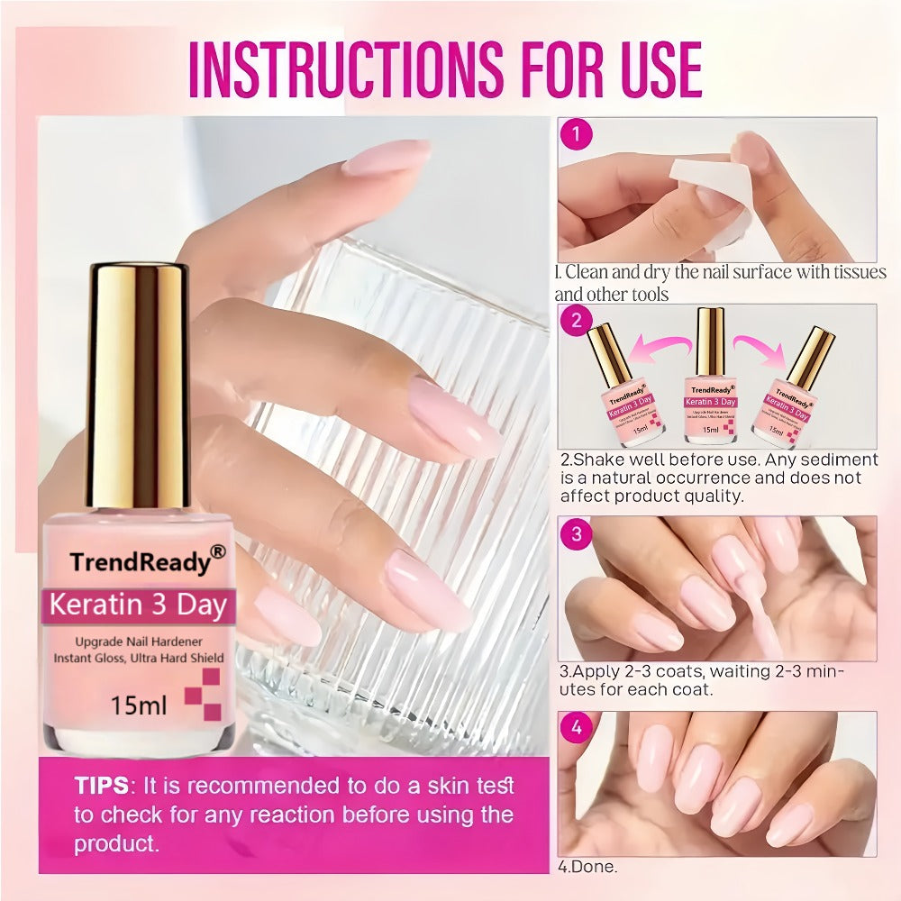 Nail Strengthener for Weak Nails: 4-In-1 Natural Nail Protein Hardener Extra Strong And Growth - Long-Lasting And Fast-Drying Polish for Weak, Splitting, And Brittle Nails