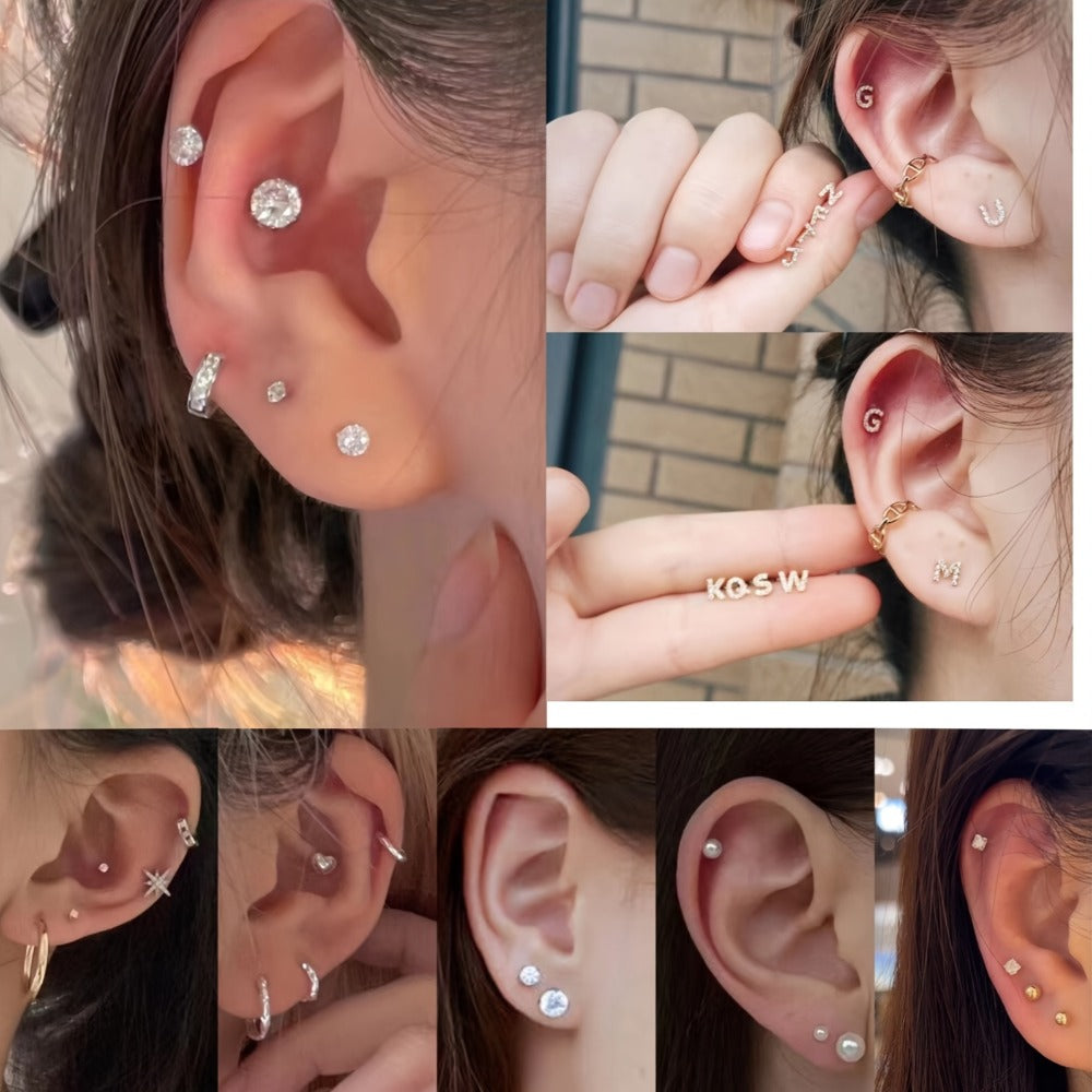 37pcs Professional Ear Piercing Gun Set, Including 24 Stainless Steel Earrings, 12 Crown Earrings, And Safe Ear Hole Gun Tools, To Create Your Exclusive Ear Jewelry Area And Unlock The Wearing Of Earrings.